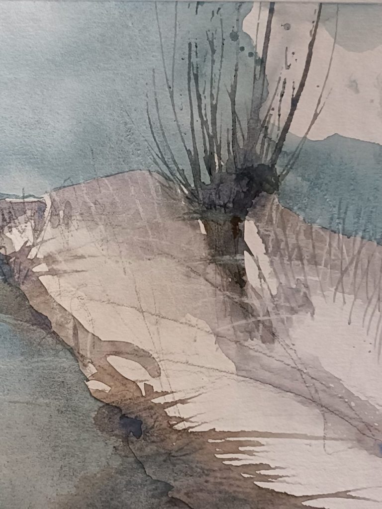 Rose Universe II abstrakt Abstrakte Darstellung von strukturierten Linien und organischen Formen in Blau und Schwarz.